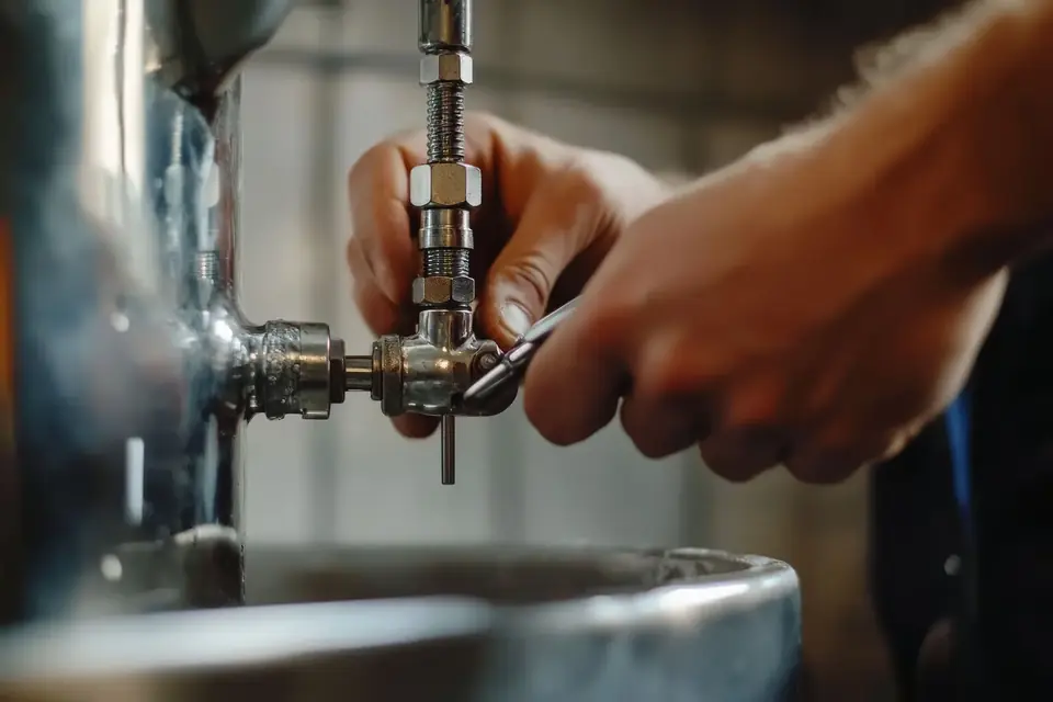 Plumber repairing a kitchen tap